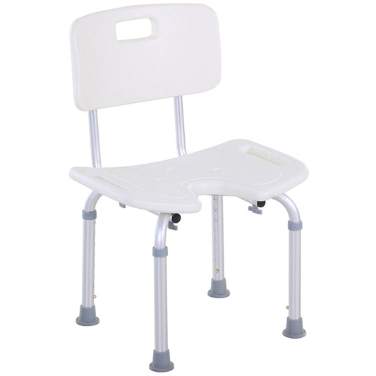 Photo of HOMCOM 8-Level Height Adjustable Bath Stool Spa Shower Chair Aluminum w/ Non-Slip Feet, Handle for the Pregnant, Old, Injured in Injured colour on a white background