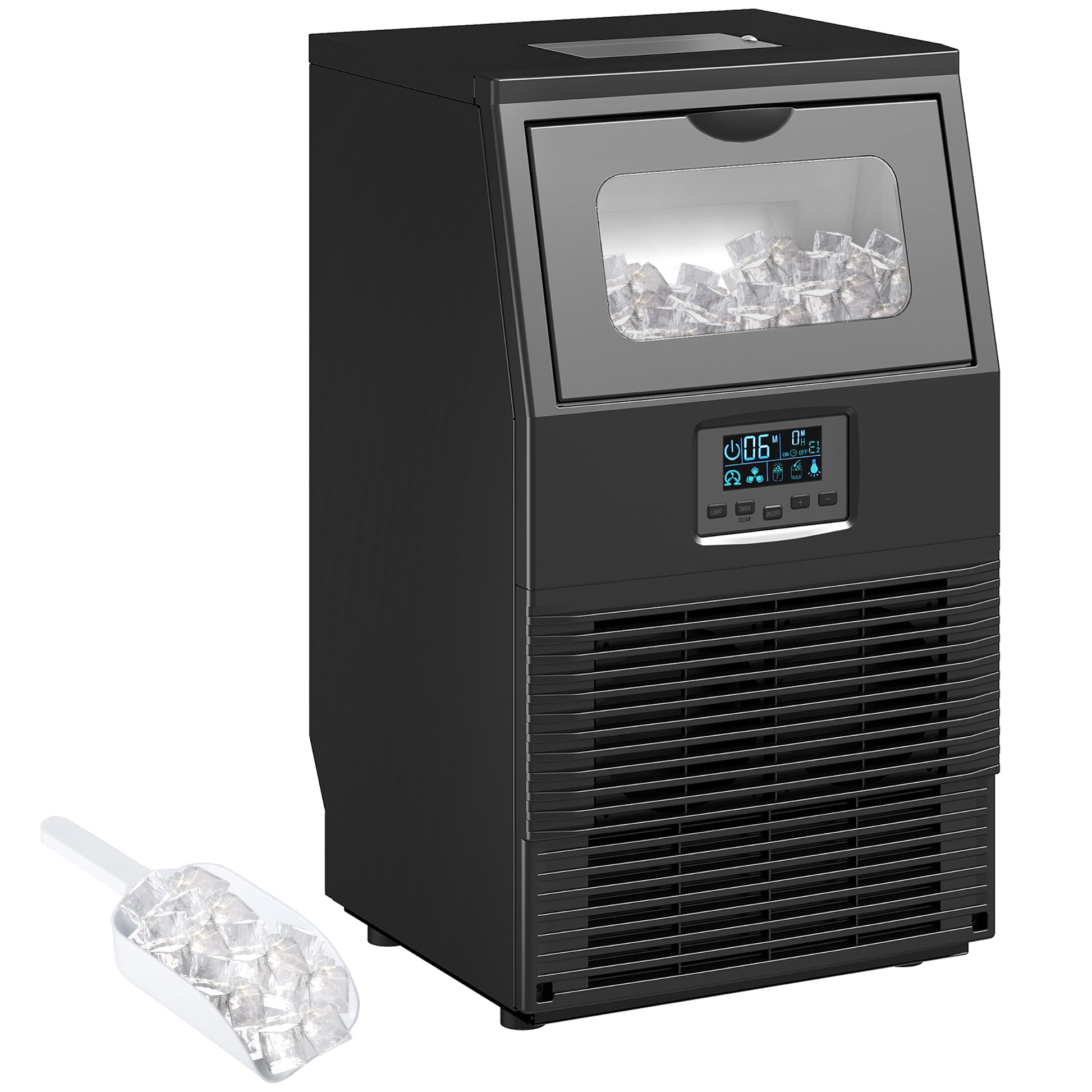 Photo of HOMCOM Commercial Ice Maker with 4kg Ice Storage - Black in Black colour on a white background