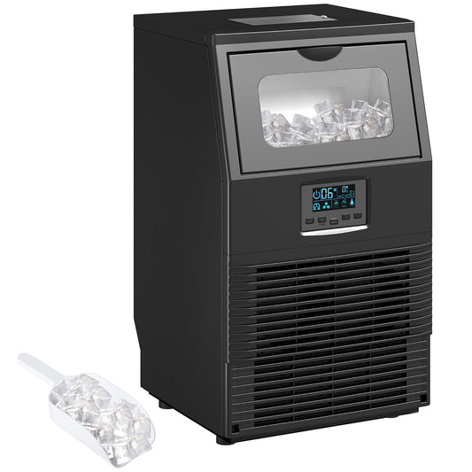 Photo of HOMCOM Commercial Ice Maker with 4kg Ice Storage - Black in Black colour on a white background