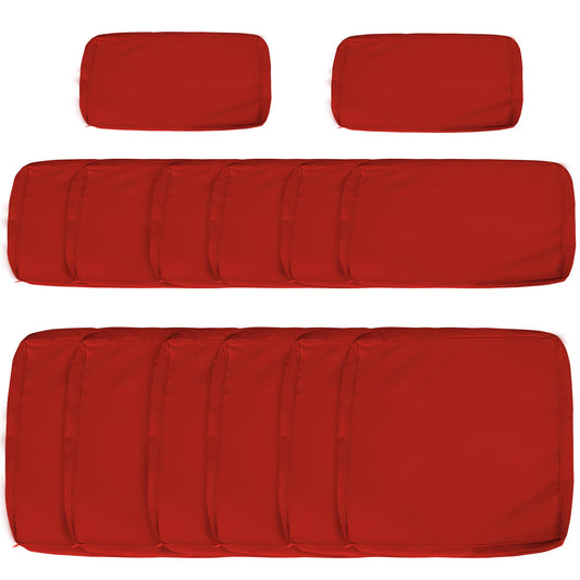 Photo of Outsunny Set of 14 Outdoor Cushion Covers - Red in Red colour on a white background