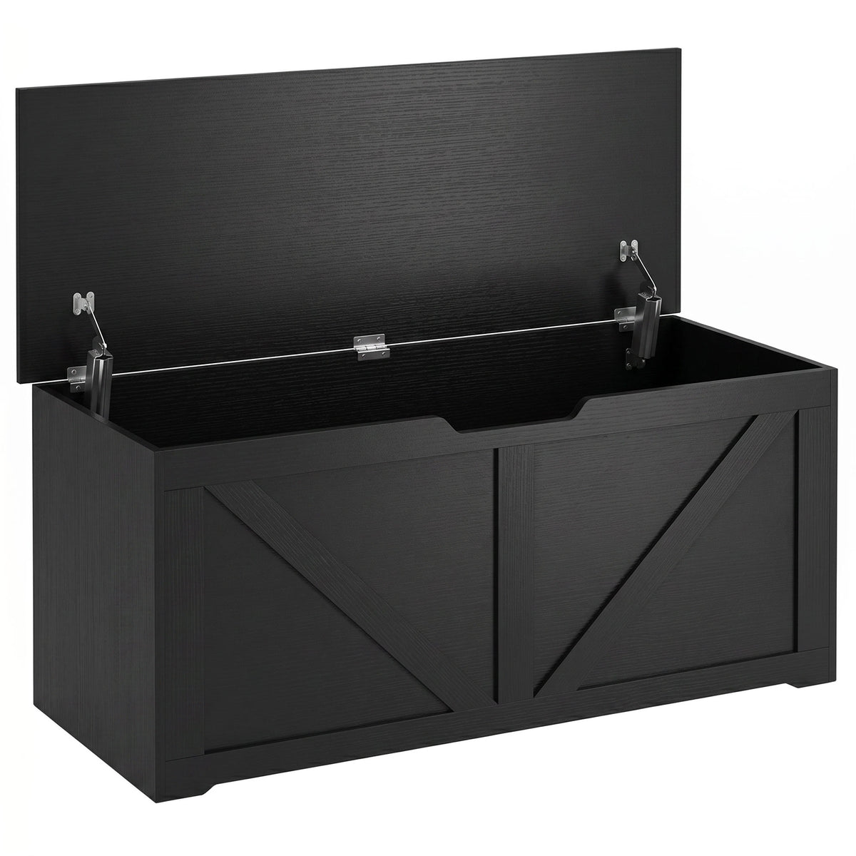 Photo of HOMCOM 127L Home Storage Box, with Safety Hinges - Black Wood-Effect in Wood-Effect colour on a white background