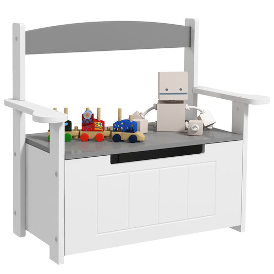 Photo of AIYAPLAY 2-in-1 Toy Box for Kids with Lid for Bedroom, Nursery, Playroom, Grey in Grey colour on a white background