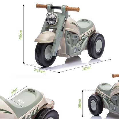 AIYAPLAY ride-on motorcycle shown with dimensions and seat measurements