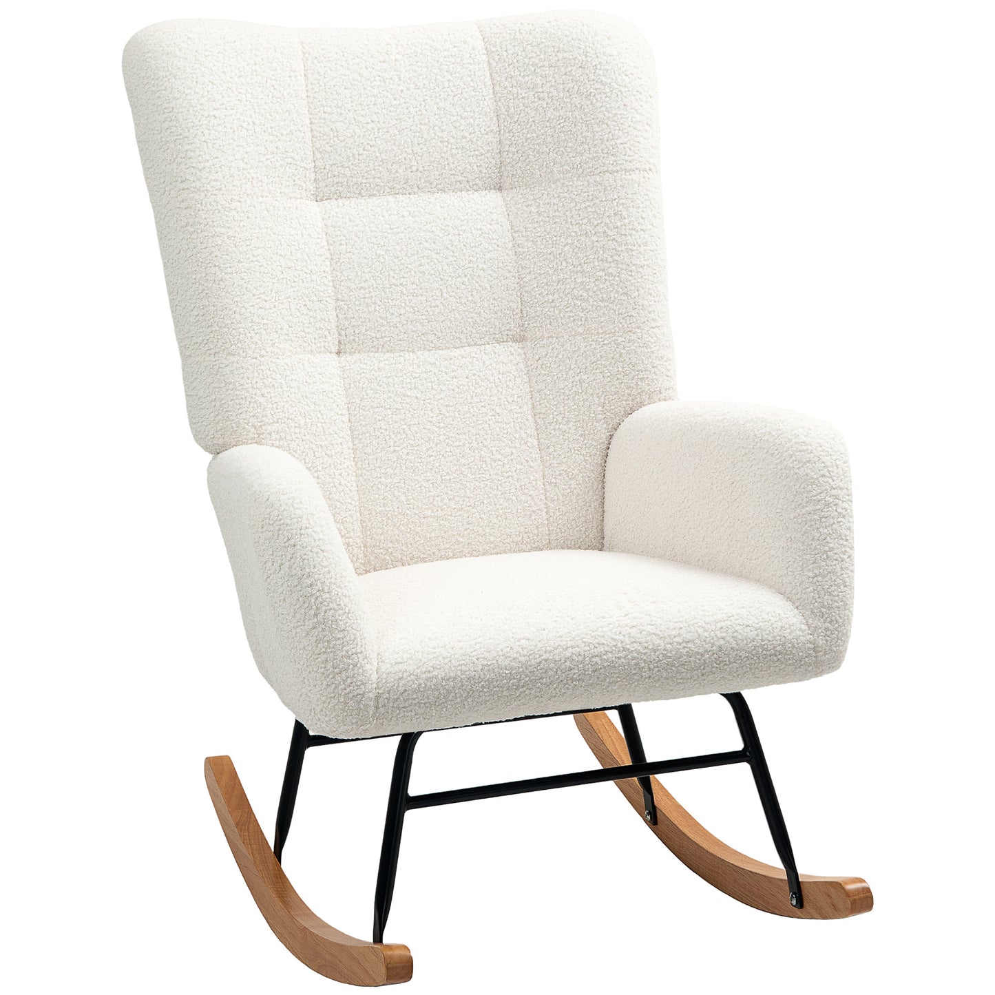 Photo of HOMCOM Teddy Fleece Rocking Chair - Cream White in White colour on a white background