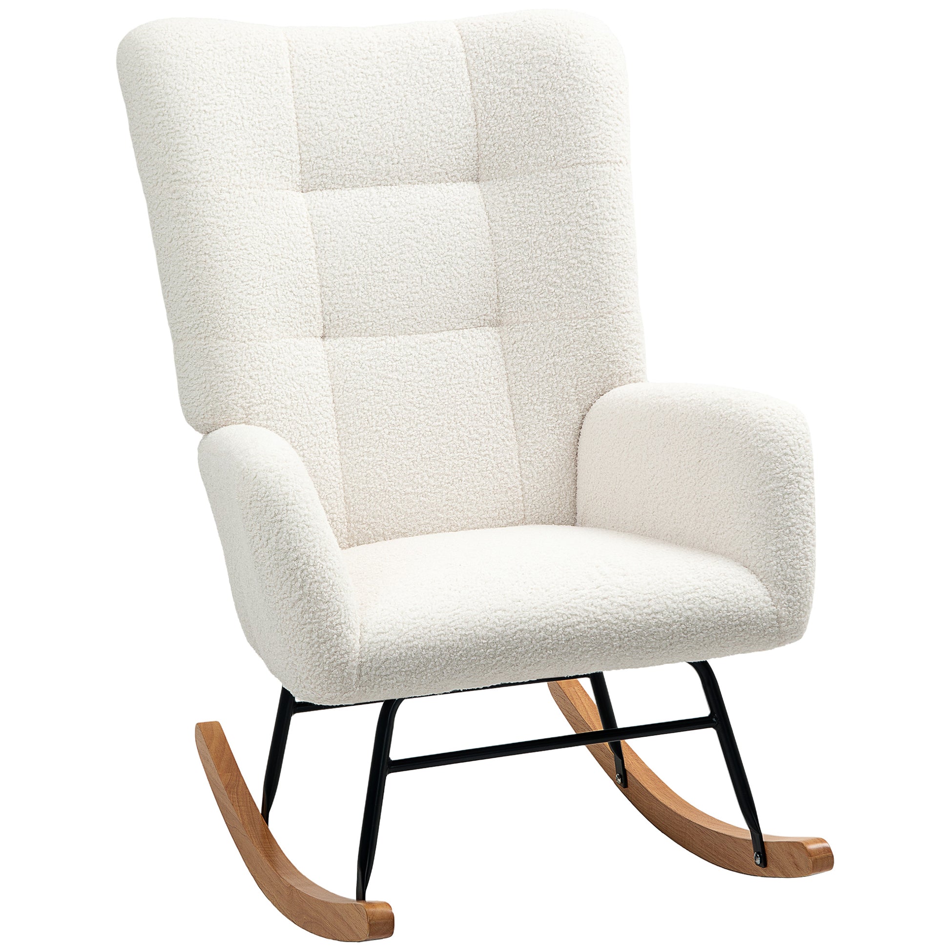 Photo of HOMCOM Teddy Fleece Rocking Chair - Cream White in White colour on a white background