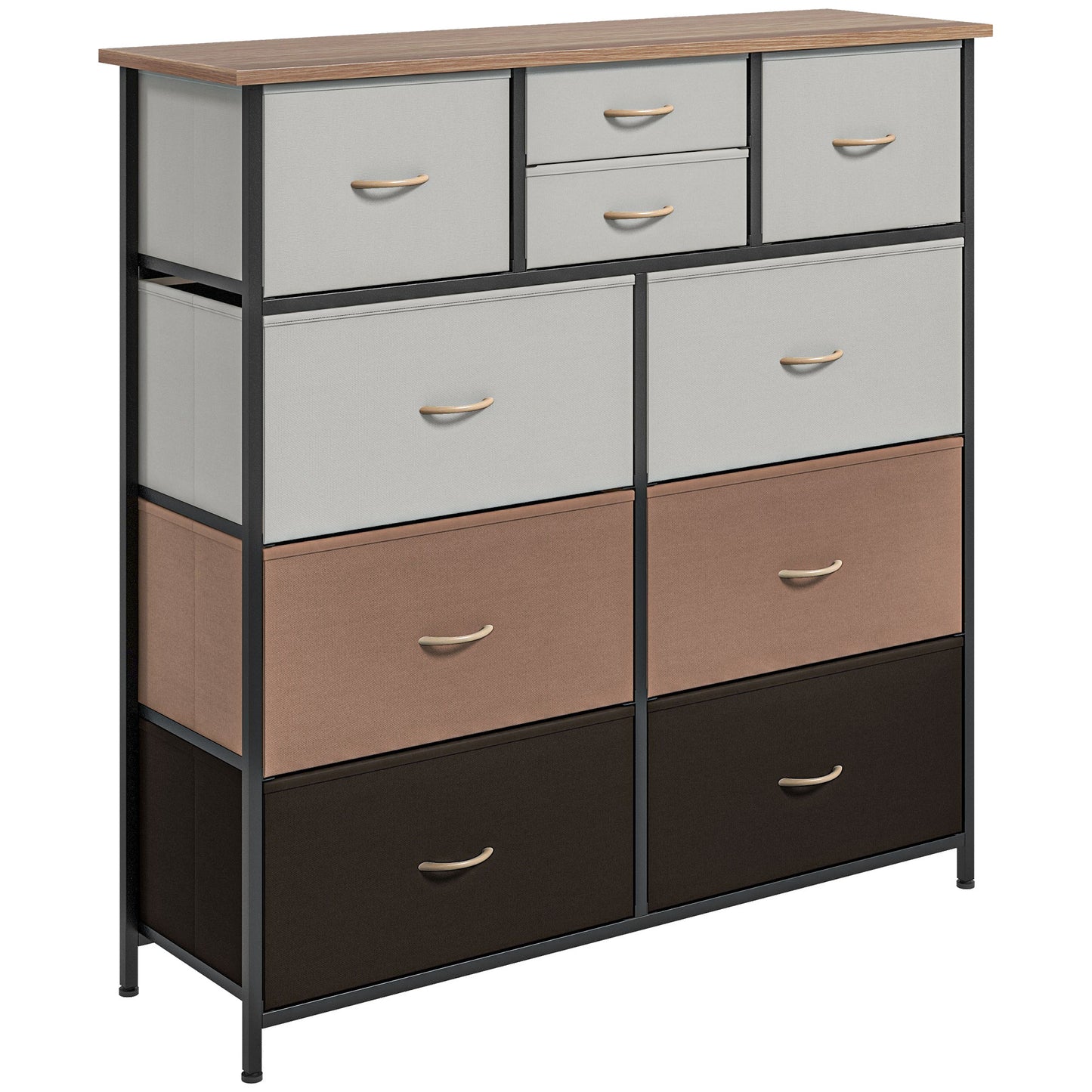 Photo of HOMCOM Bedroom Chest of Drawers, 10 Drawer Dresser with Foldable Fabric Drawers and Steel Frame, Multicolour in Multicolour colour on a white background
