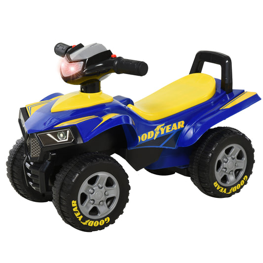Photo of HOMCOM Baby Quad Bike Kids Ride On Car Goodyear Licensed Walker Foot To Floor Slider NO POWER w/ Lights Horn Storage Blue for 18-36 Months in Months colour on a white background