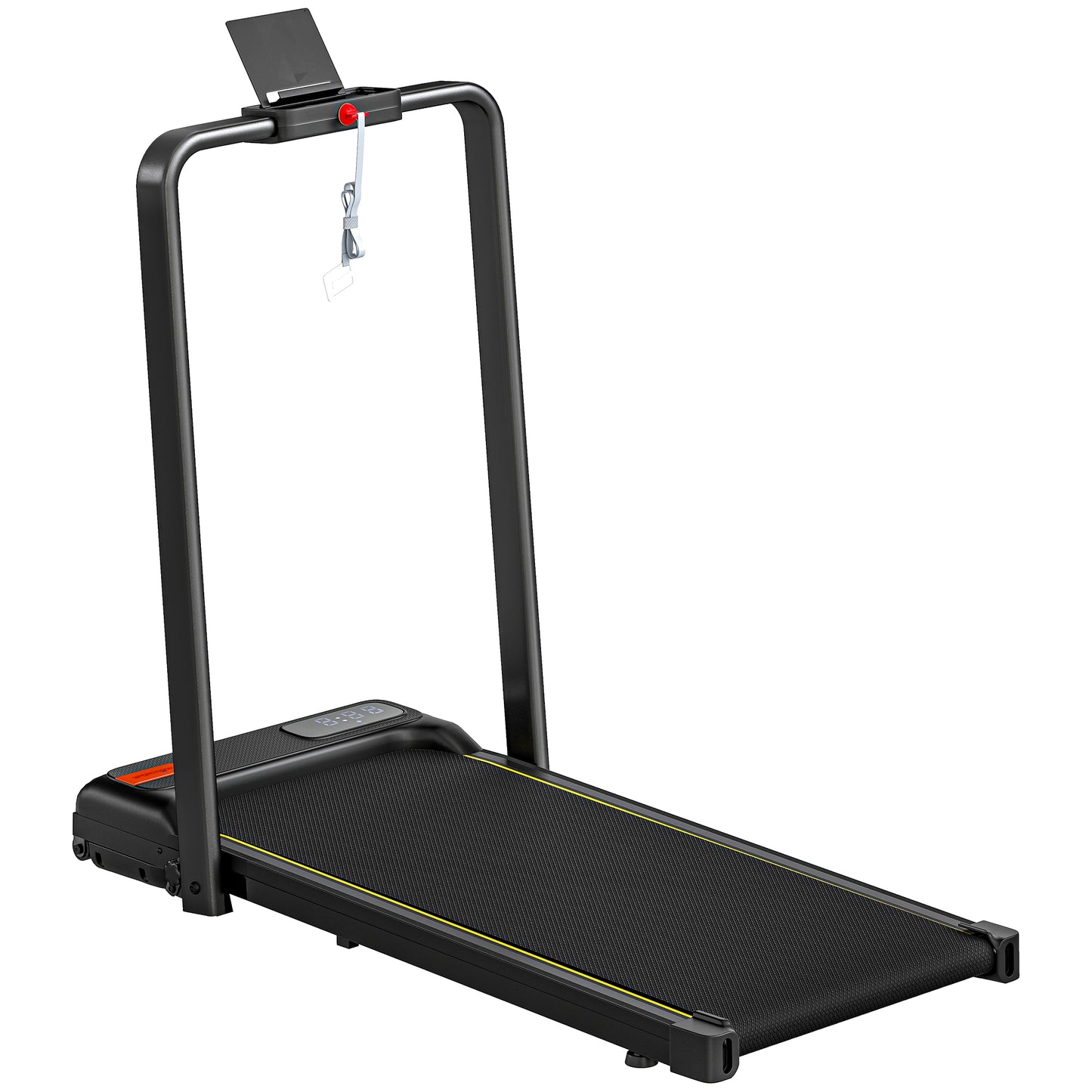 Photo of SPORTNOW Folding Walking Treadmill, Under Desk Walking Pad with Incline, Black in Black colour on a white background