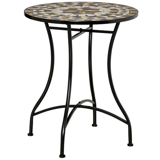 Photo of Outsunny Φ60cm Mosaic Outdoor Patio Table - Grey in Grey colour on a white background