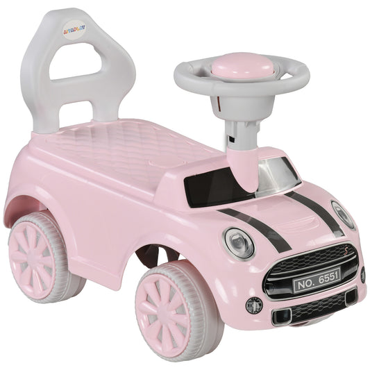 Photo of AIYAPLAY Foot To Floor Ride On Car Sliding Car w/ Air Horn, Anti-Over-Backwards, 18 to 36 Months - Pink in Pink colour on a white background