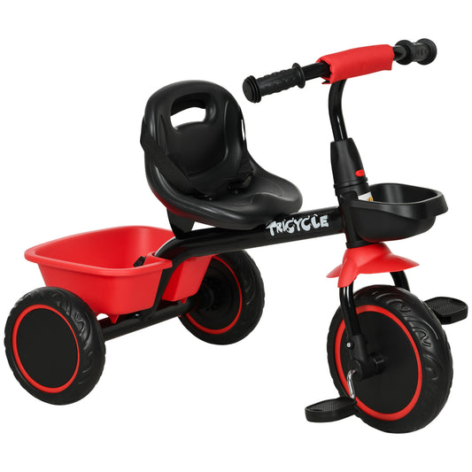 Photo of AIYAPLAY Kids Trike for 2-5 Years with Adjustable Seat, Pedal, Baskets, Red in Red colour on a white background
