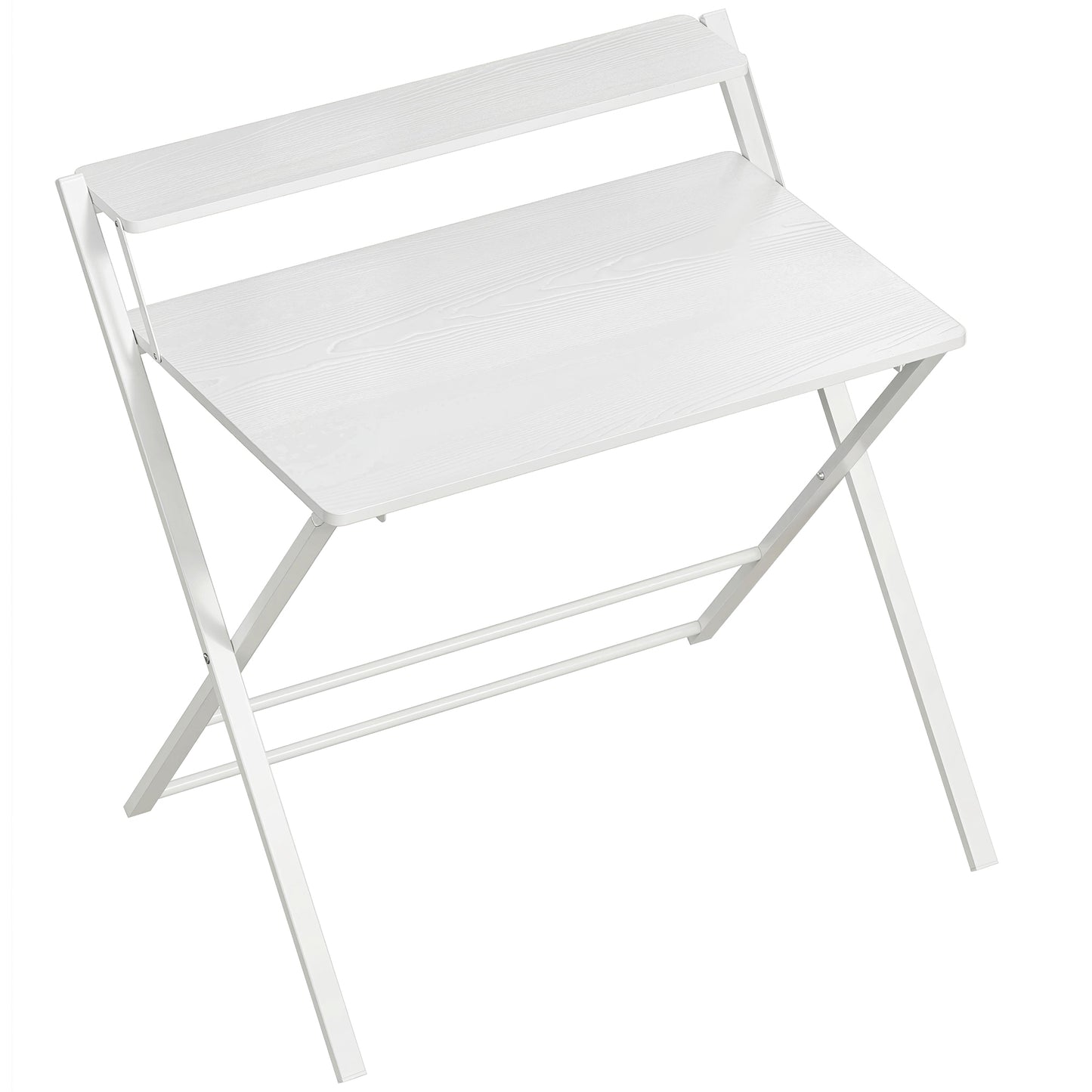 Photo of HOMCOM Compact Folding Desk for Small Spaces with Storage Shelf for Home Office, White in White colour on a white background
