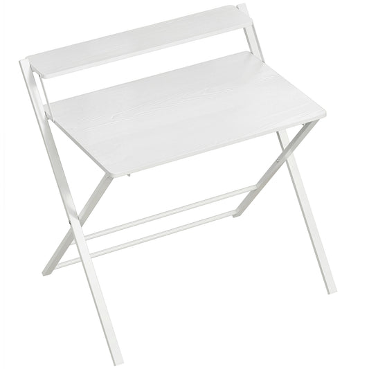 Photo of HOMCOM Compact Folding Desk for Small Spaces with Storage Shelf for Home Office, White in White colour on a white background