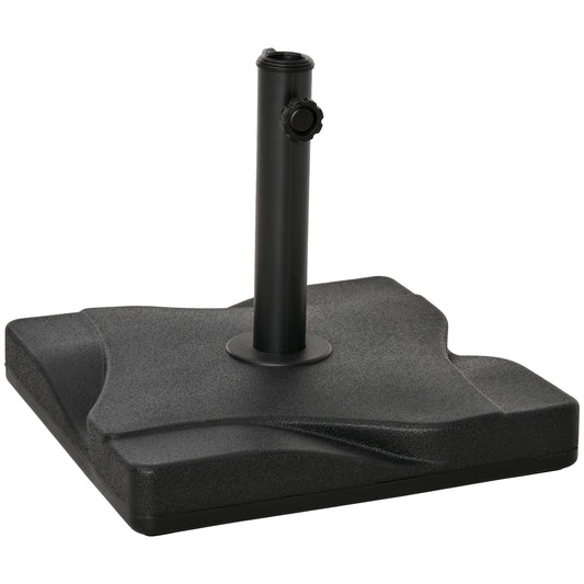 Photo of Outsunny 20kg Square Parasol Base Outdoor Garden Cement Umbrella Weight Stand Holder, Fits Φ32mm,Φ38mm,Φ48mm Pole - Black in Black colour on a white background