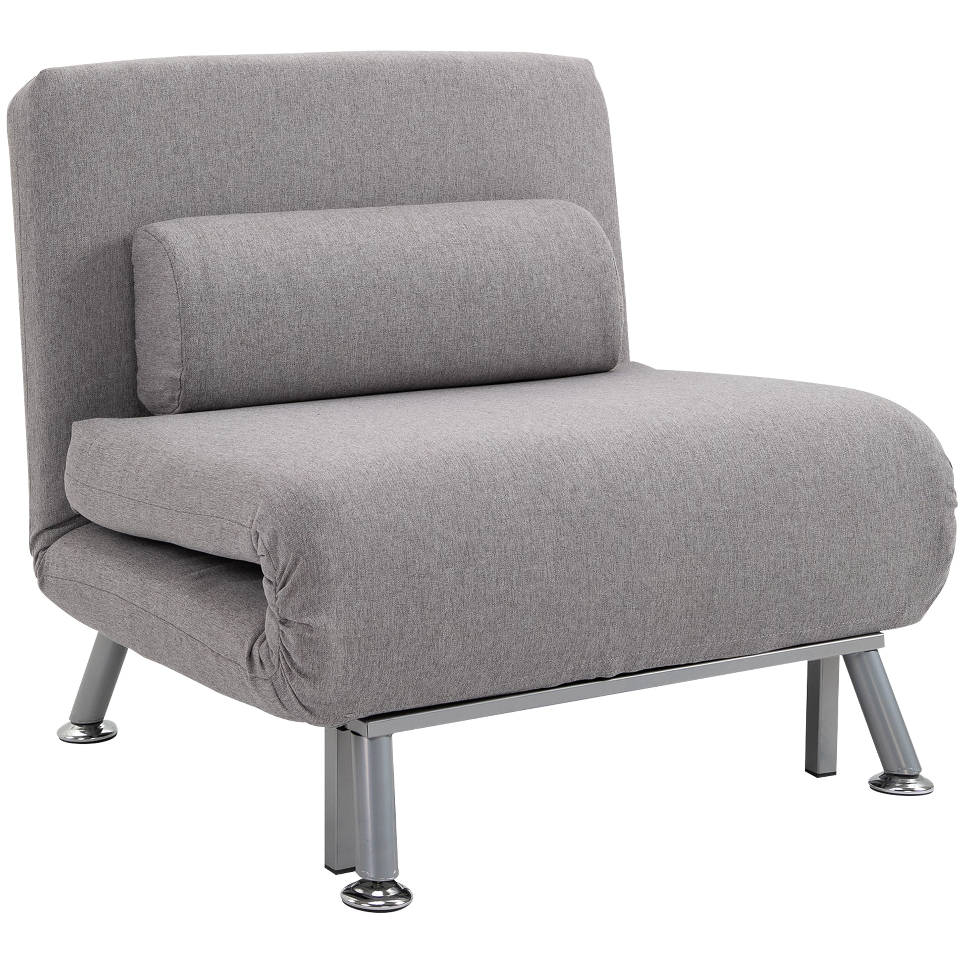 Photo of HOMCOM Adjustable Back Futon Sofa Chair - Grey in Grey colour on a white background