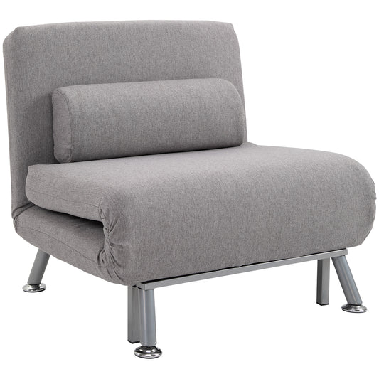 Photo of HOMCOM Adjustable Back Futon Sofa Chair - Grey in Grey colour on a white background