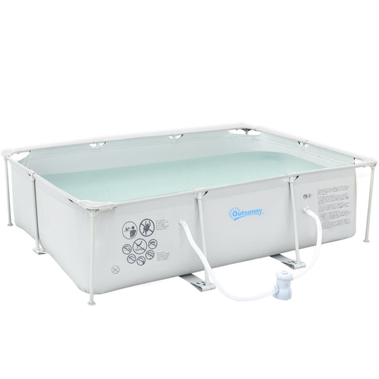 Photo of Outsunny Steel Frame Pool with Filter Pump, Filter Cartridge, Rust Resistant Above Ground Swimming Pool, Grey in Grey colour on a white background