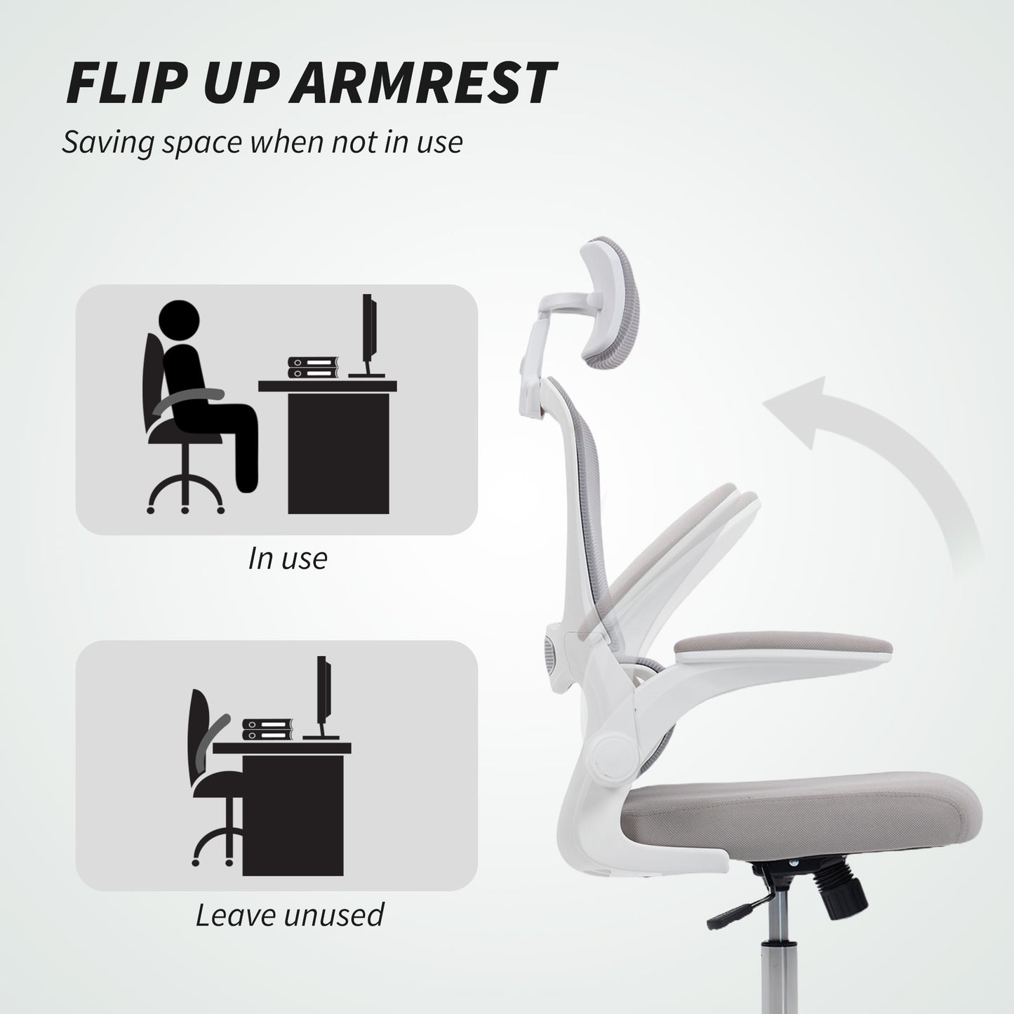 HOMCOM Mesh Back Office Chair, with Lumbar Support - Grey