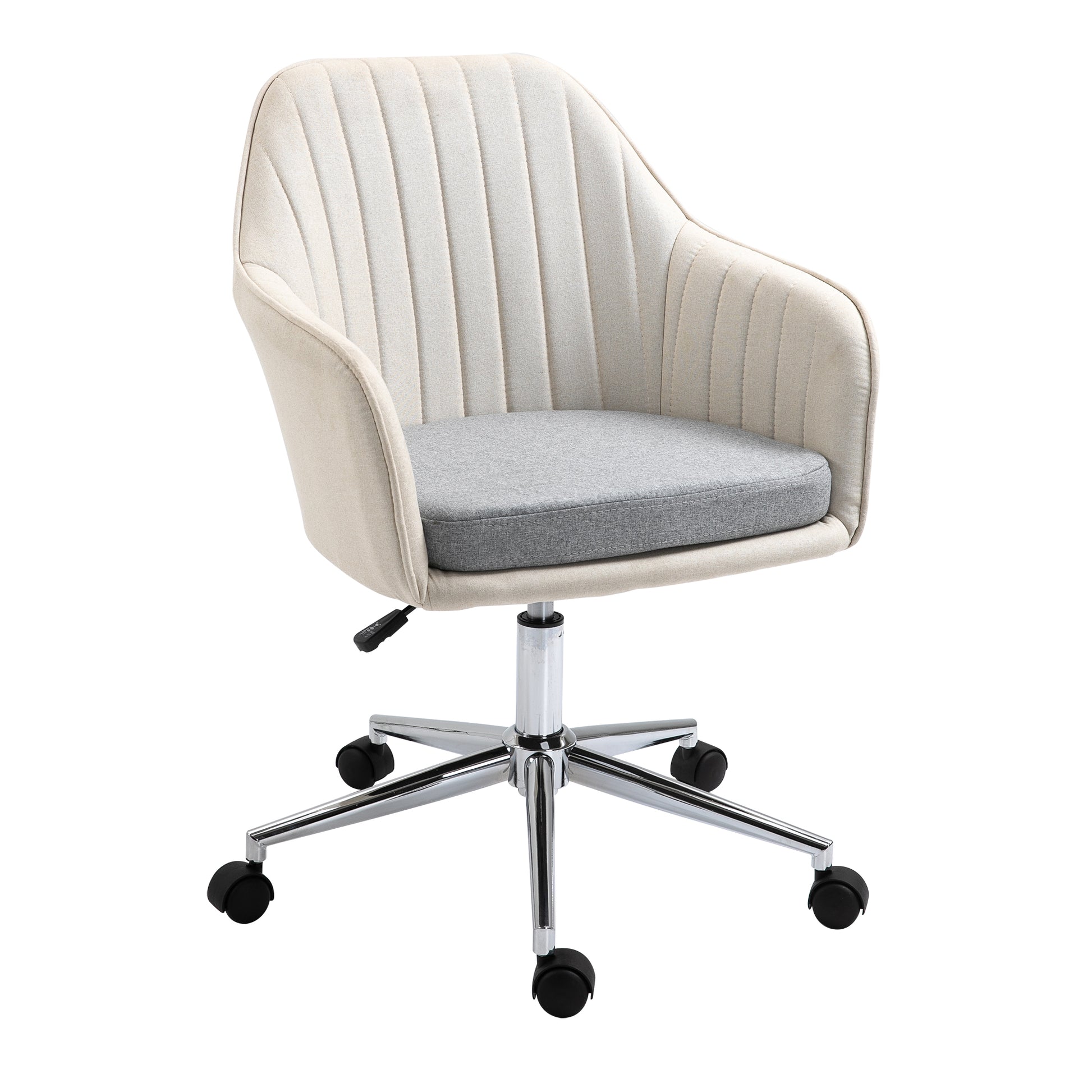 Photo of Vinsetto Home Office Chair Comfortable Computer Desk Chair Swivel Task Chair with Golden Base, Vanity Chair for Teens Adults Bedroom, Beige in Beige colour on a white background