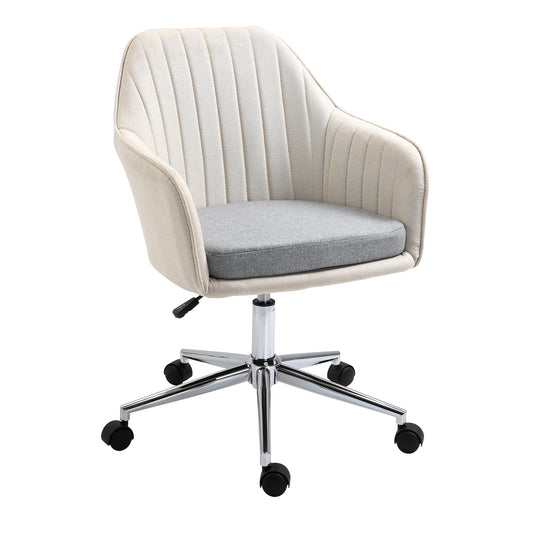 Photo of Vinsetto Home Office Chair Comfortable Computer Desk Chair Swivel Task Chair with Golden Base, Vanity Chair for Teens Adults Bedroom, Beige in Beige colour on a white background
