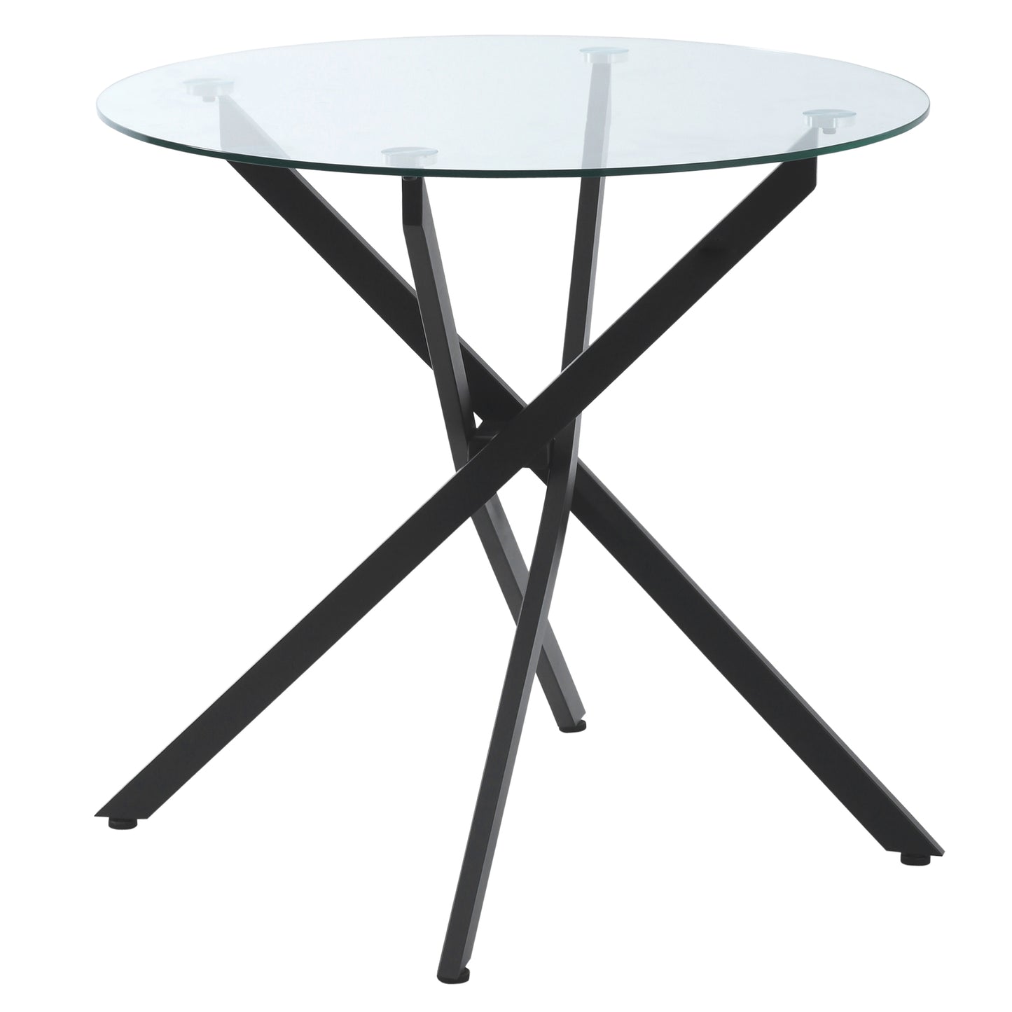 Photo of HOMCOM Dining Table with Clear Tempered Glass Top, Round Table with Metal Legs, Modern Kitchen Table for Dining Room Living Room, Black in Black colour on a white background
