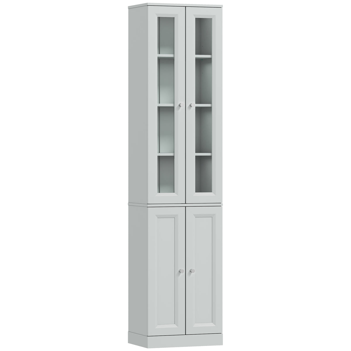 Photo of HOMCOM Tall Bathroom Storage Cabinet, 6-Tier Slim Bathroom Cabinet with Adjustable Shelf, 4 Soft-Close Doors, Dusty Blue in Blue colour on a white background
