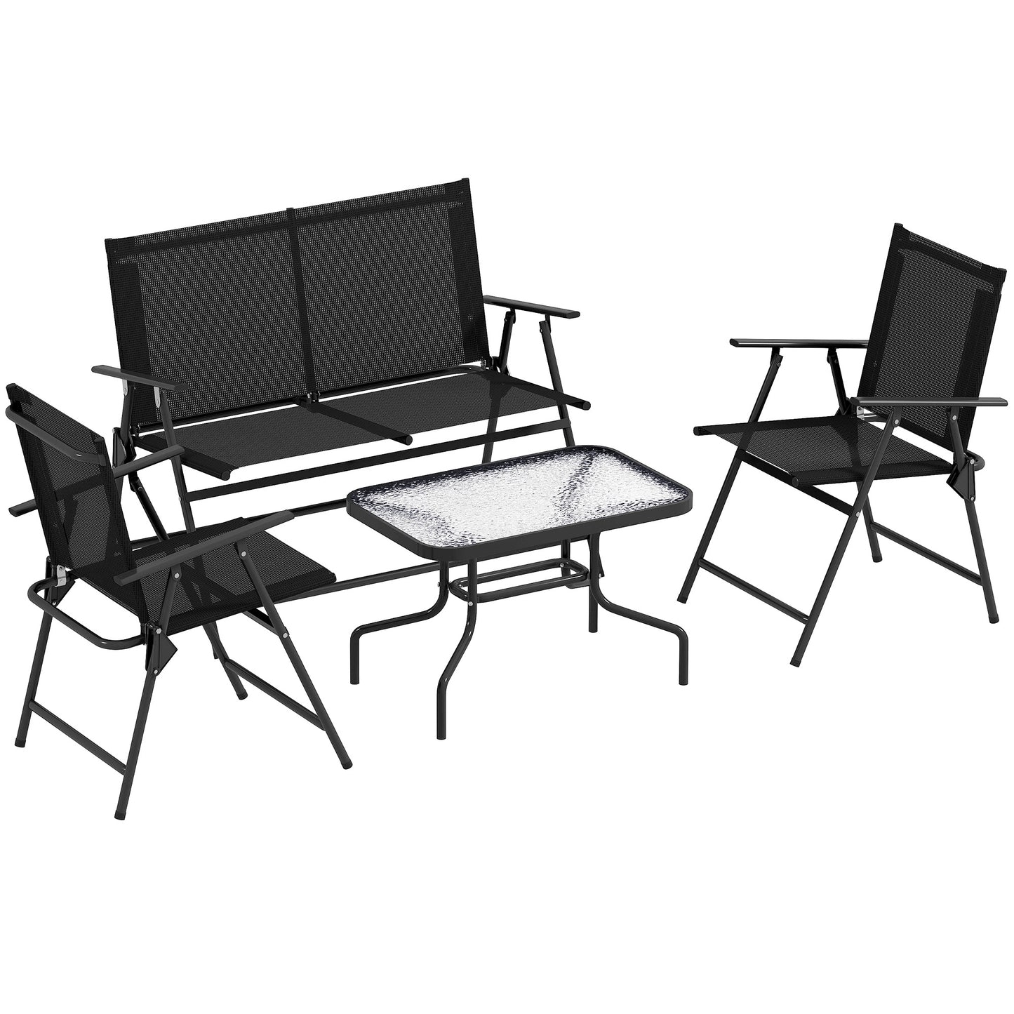 Photo of Outsunny Four-Piece Metal Garden Sofa Set - Black in Black colour on a white background