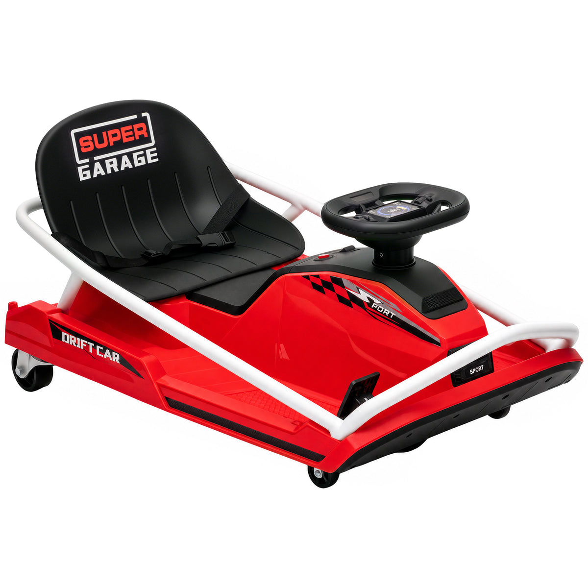 Photo of AIYAPLAY 24V Electric Go Kart for Kids with Drift Mode, 300W Brushless Motor, Soft Start and Dual Speed for Ages 6-10, Red in Red colour on a white background