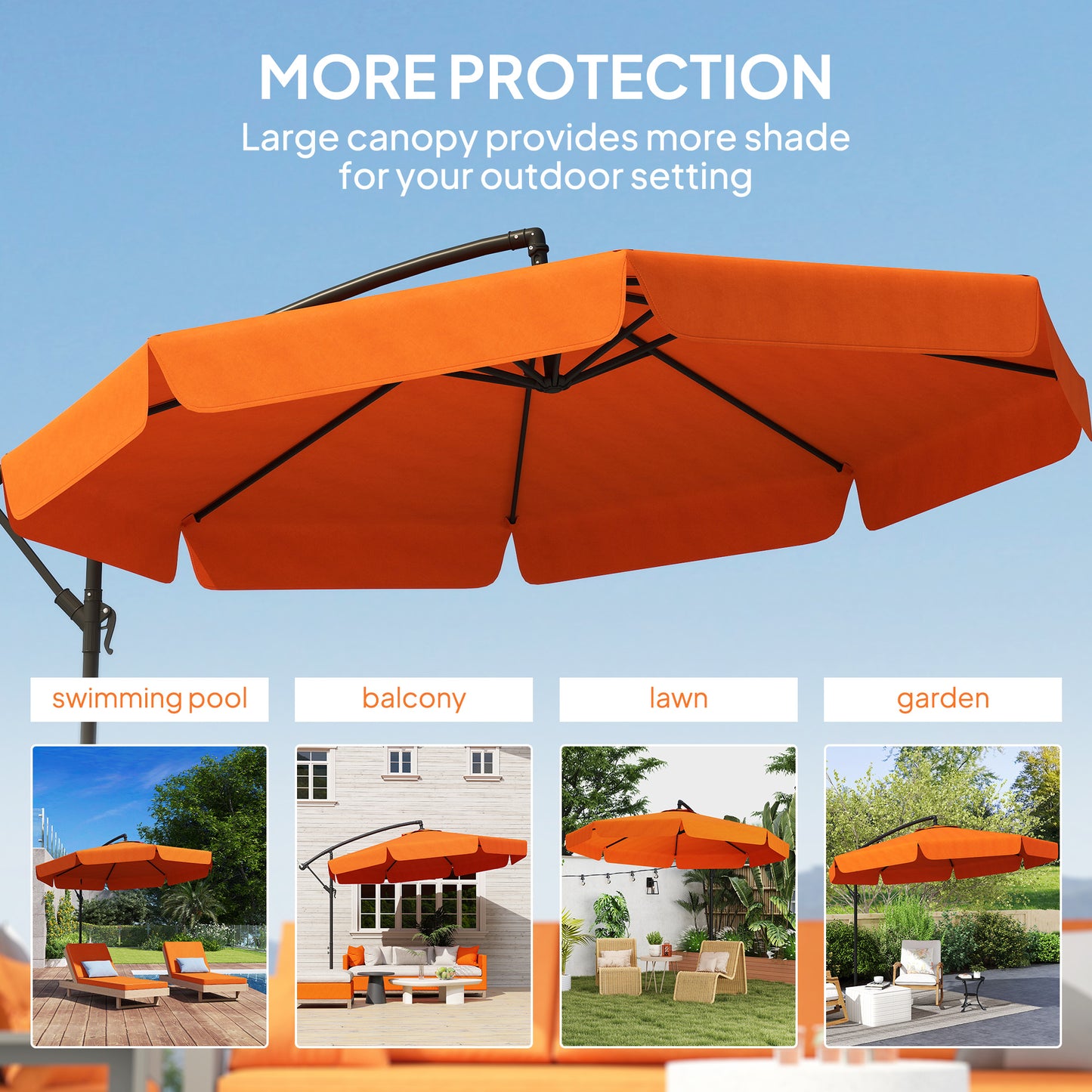 Outsunny 2.7m Garden Cantilever Banana Parasol - Orange