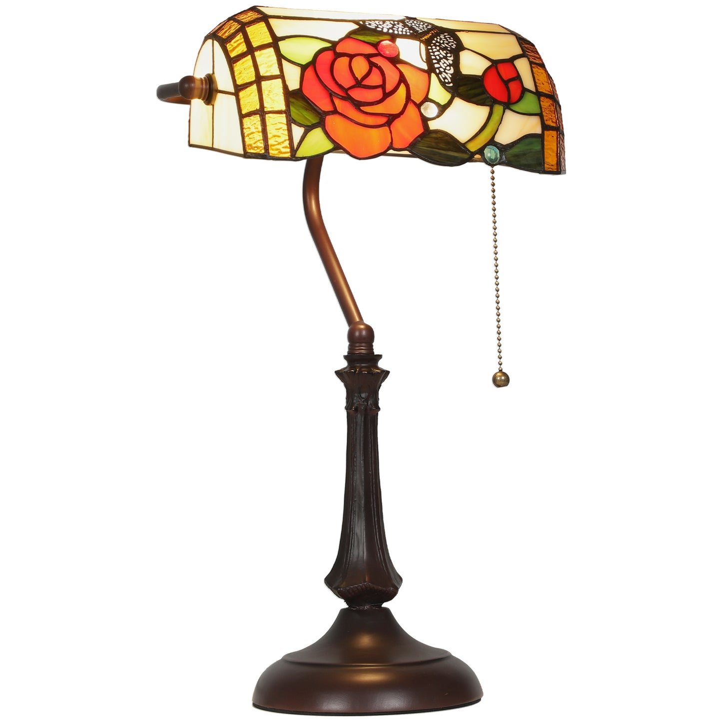 Photo of HOMCOM Tiffany-Style Rose and Butterfly Table Lamp - Multi in Multi colour on a white background