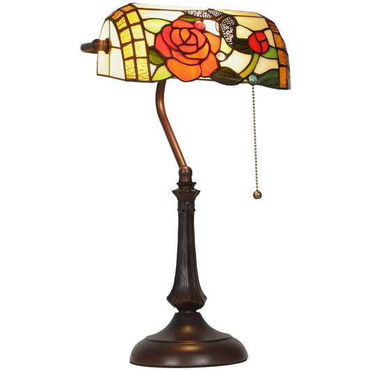 Photo of HOMCOM Tiffany-Style Rose and Butterfly Table Lamp - Multi in Multi colour on a white background