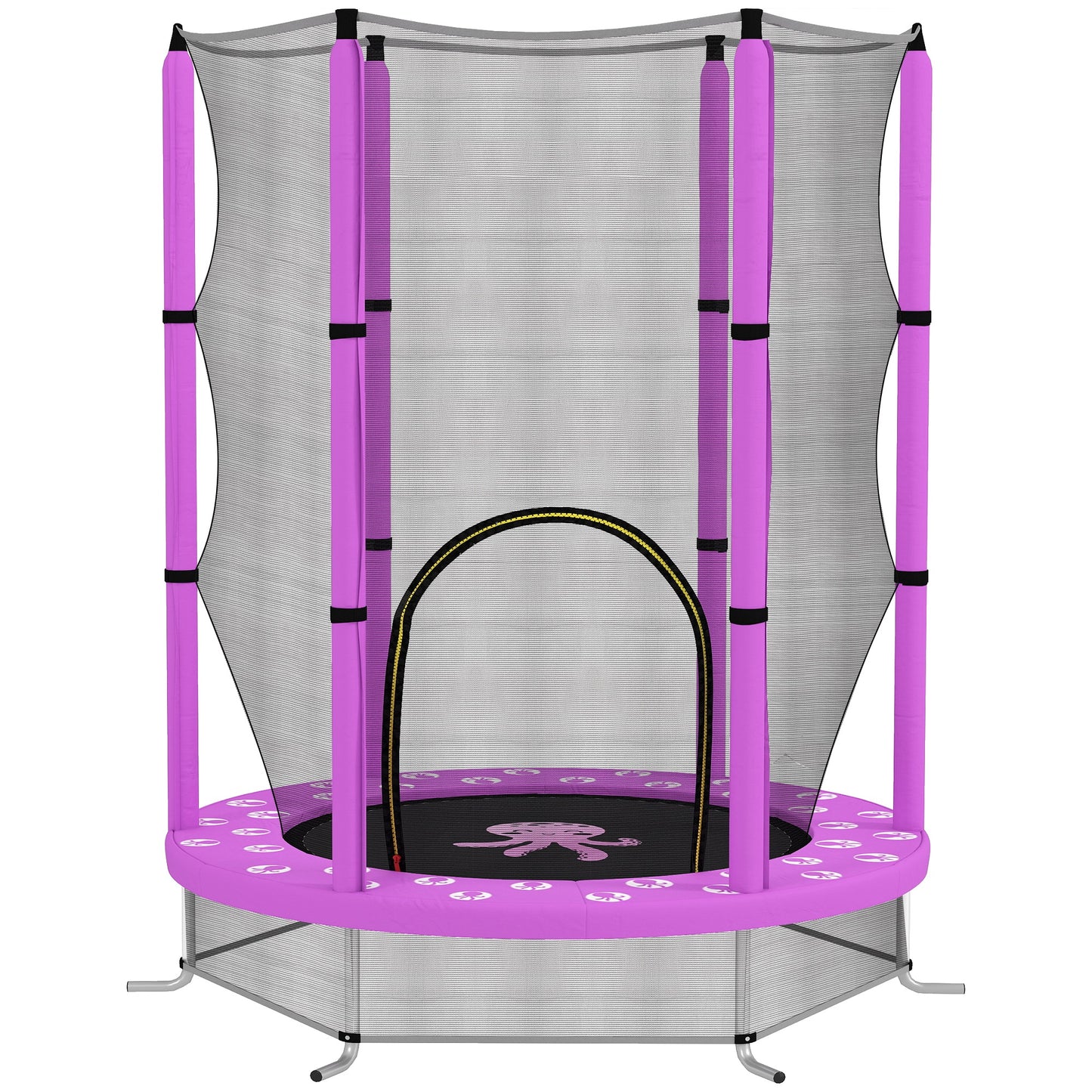 Photo of AIYAPLAY 4.6ft Toddler Trampoline w/ Safety Enclosure Net, for Indoor Outdoor Use, Ages 3-6 Years, Purple in Purple colour on a white background