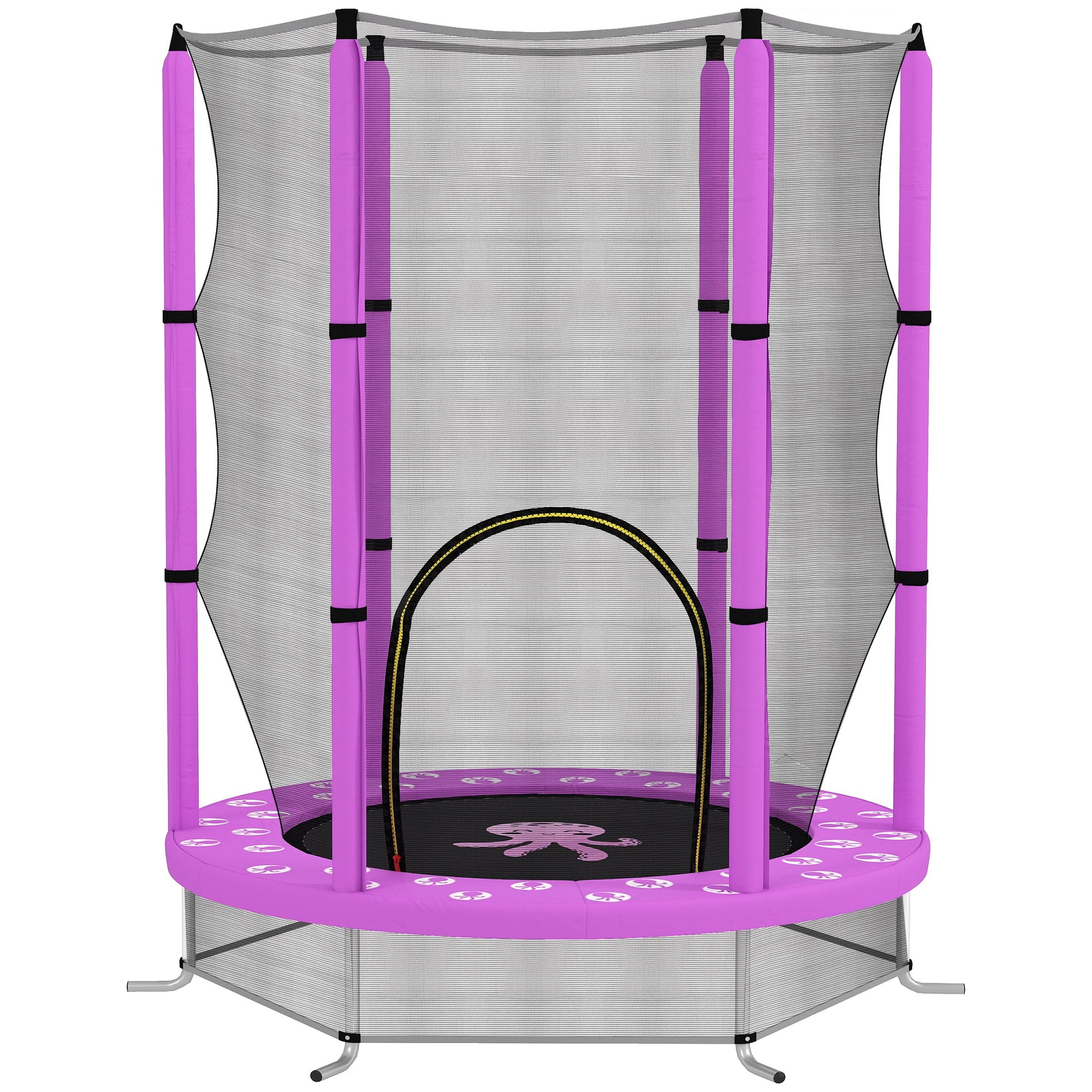 Photo of AIYAPLAY 4.6ft Toddler Trampoline w/ Safety Enclosure Net, for Indoor Outdoor Use, Ages 3-6 Years, Purple in Purple colour on a white background