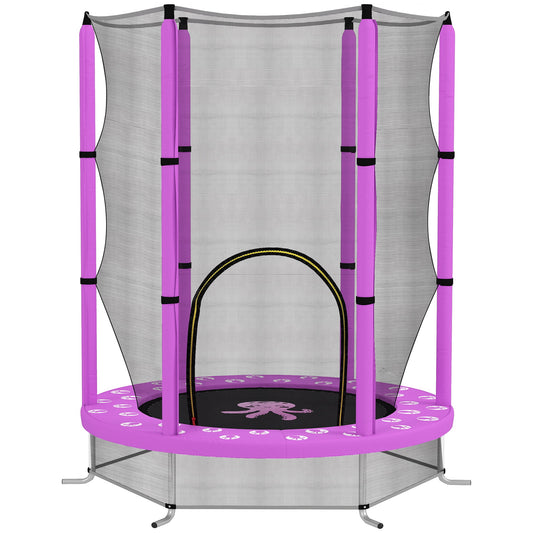 Photo of AIYAPLAY 4.6ft Toddler Trampoline w/ Safety Enclosure Net, for Indoor Outdoor Use, Ages 3-6 Years, Purple in Purple colour on a white background