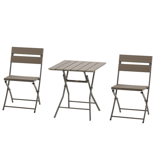 Photo of Outsunny 3 Piece Foldable Garden Bistro Set Patio Furniture Set with Table and 2 Chairs for Conservatory Balcony Terrace, Grey in Grey colour on a white background
