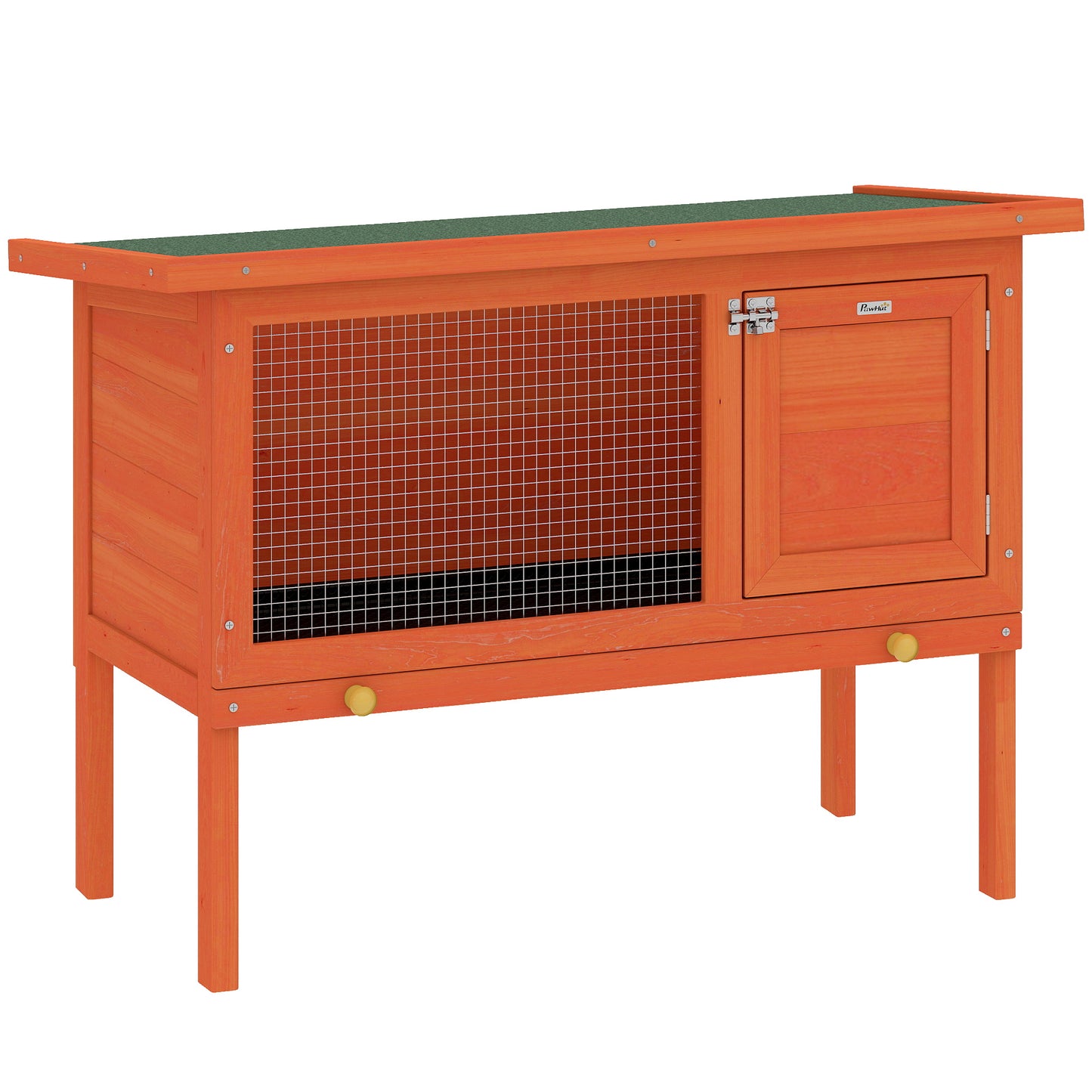 Photo of PawHut Wooden Rabbit Hutch, Guinea Pig Hutch with Asphalt Roof, Outdoor Elevated Bunny House for Rabbits, Chinchillas in Chinchillas colour on a white background