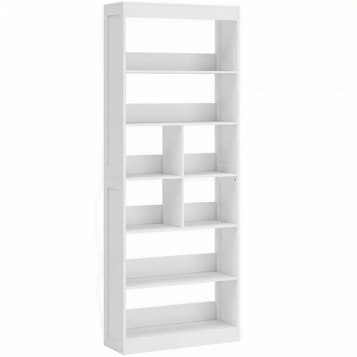 Photo of HOMCOM Bookcase, 6-Tier Bookshelf with Open Storage Shelves, Cubes, 180 cm Tall Display Shelf with Anti-Tipping Design, White in White colour on a white background