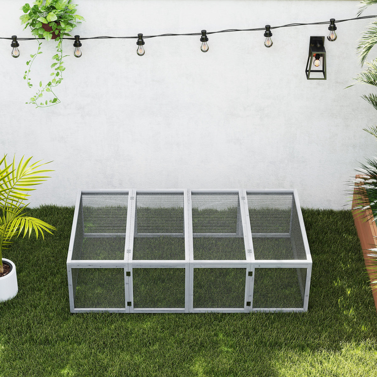 PawHut 6ft Outdoor Rabbit Hutch for 2-4 Rabbits, Fir Wood Run with Wire Mesh & Openable Roof, 181 x 100 x 48 cm, Grey