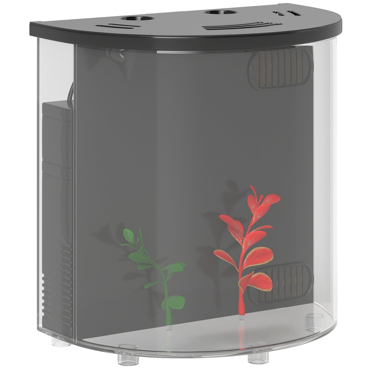 Photo of PawHut 3L Small Fish Tank with Filter System, LED Light, Small Fish Tank for Betta, Shrimp, Black in Black colour on a white background