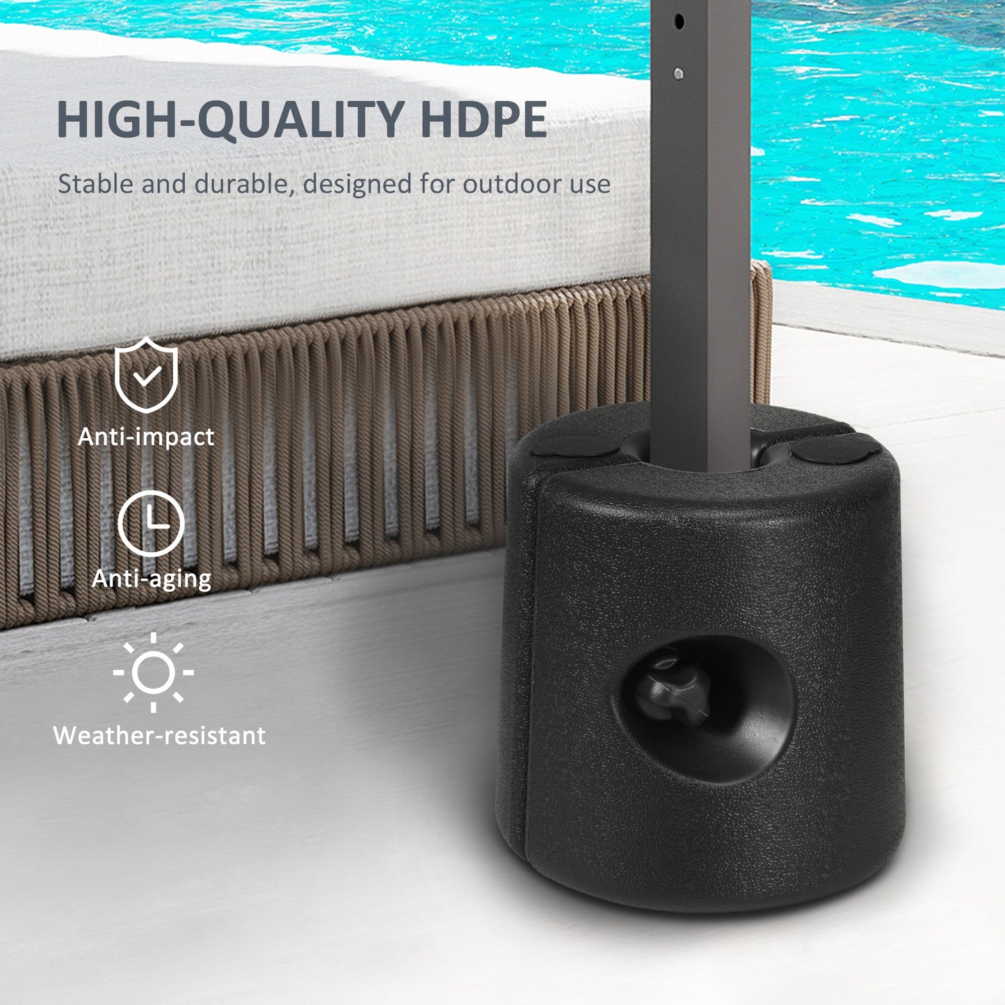 Outsunny HDPE Tent Weights Set of 4, Canopy Weights, Fill with Water or Sand, 48KG