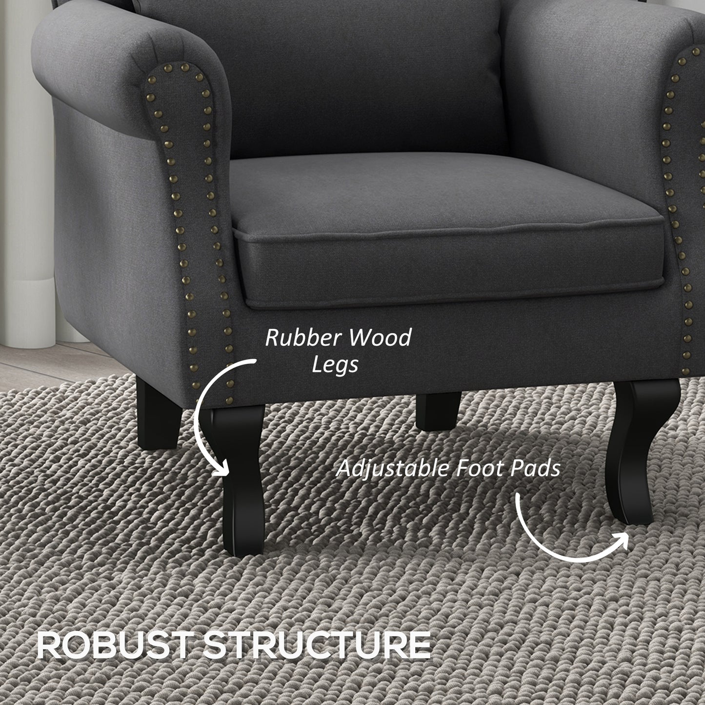 HOMCOM Chesterfield-Style Accent Chair - Grey