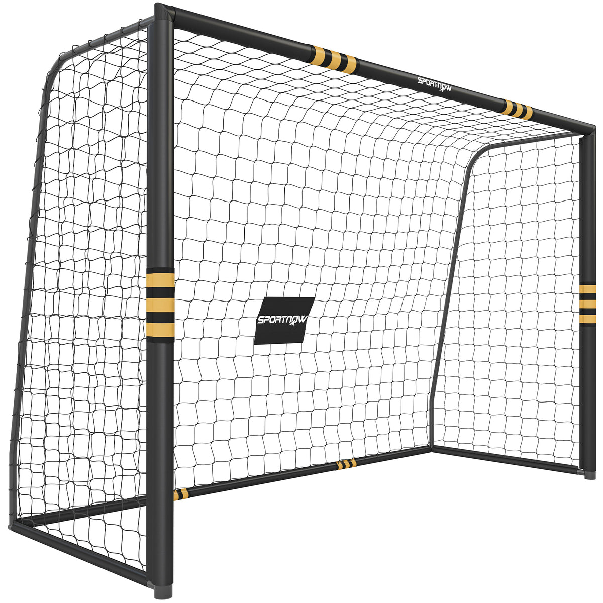 Photo of SPORTNOW Football Goal, 10 x 6.5ft Football Net with Ground Stakes, EPE Foam Padding and Metal Frame, Easy Assembly, Yellow in Yellow colour on a white background