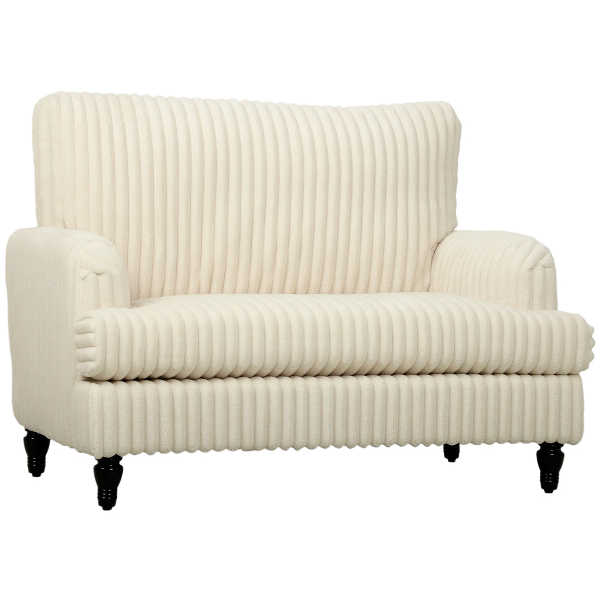 Photo of HOMCOM Corduroy Single Sofa Armchair, Modern Accent Chair with Stripes, Turned Legs and Wide Seat, Cream in Cream colour on a white background