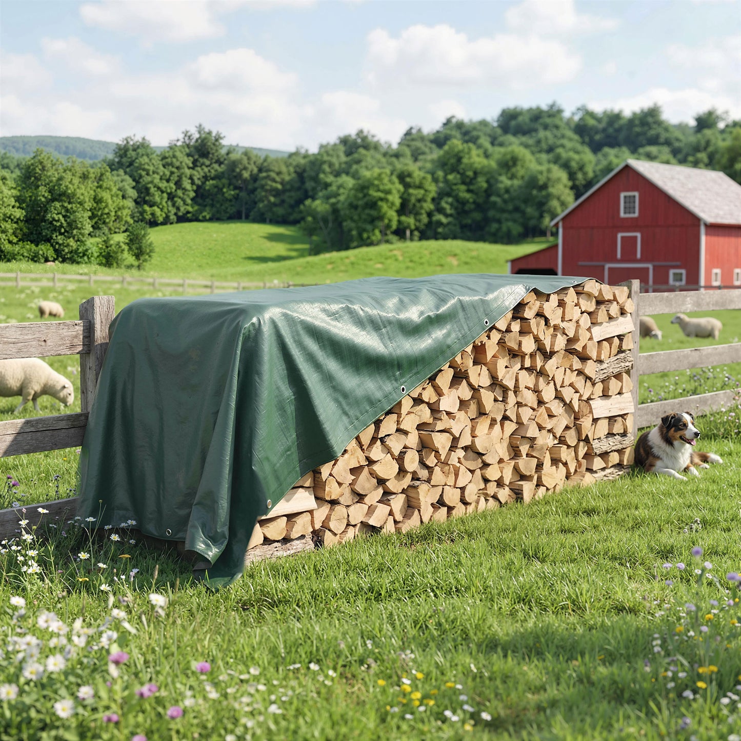 Outsunny 3 x 4m Waterproof Tarpaulin, 90GSM Tear-Resistant PE Tarp with Reinforced Grommets, UV Protected Cover