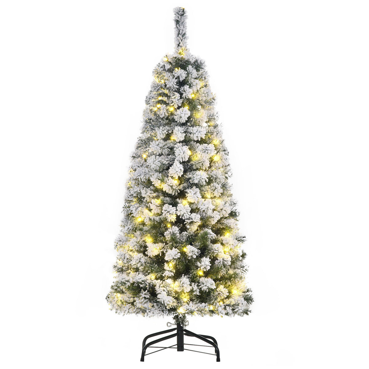 4-foot flocked artificial Christmas tree with warm white LED lights and a metal stand