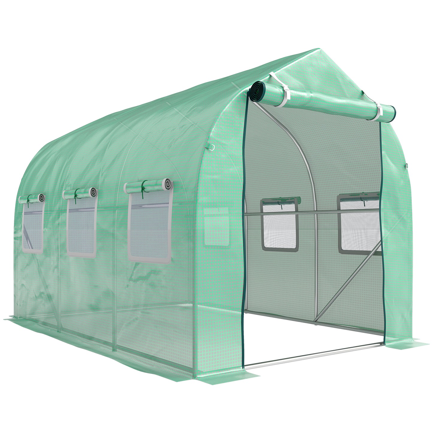 Photo of Outsunny Polytunnel Greenhouse with Windows and Door, Walk in Greenhouse for Garden, Backyard (3 x 2 M) in M) colour on a white background