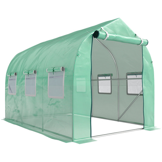 Photo of Outsunny Polytunnel Greenhouse with Windows and Door, Walk in Greenhouse for Garden, Backyard (3 x 2 M) in M) colour on a white background