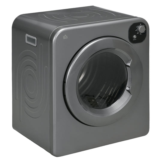 Photo of HOMCOM 6kg Vented Tumble Dryer, Freestanding, Wall Mounted, Stackable, Portable Dryer with 7 Programmers, Grey in Grey colour on a white background