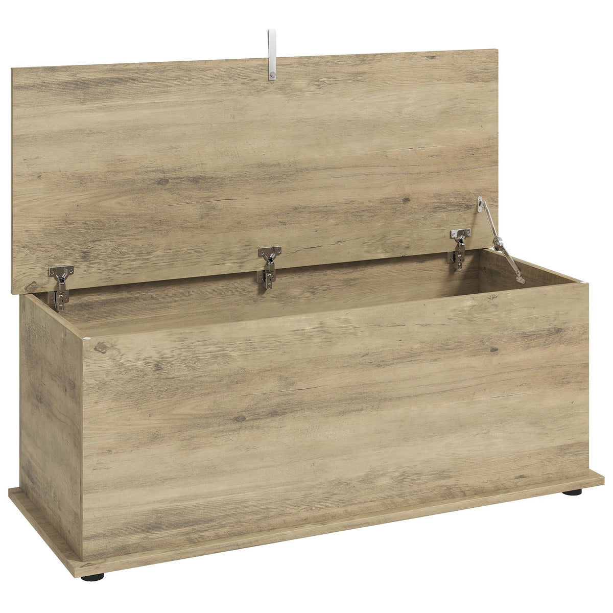 Photo of HOMCOM Large 114L Storage Chest Grey Wood Bench Trunk with Safety Lid for Bedroom Hallway and Living Room 100 x 40 x 40cm in 40cm colour on a white background