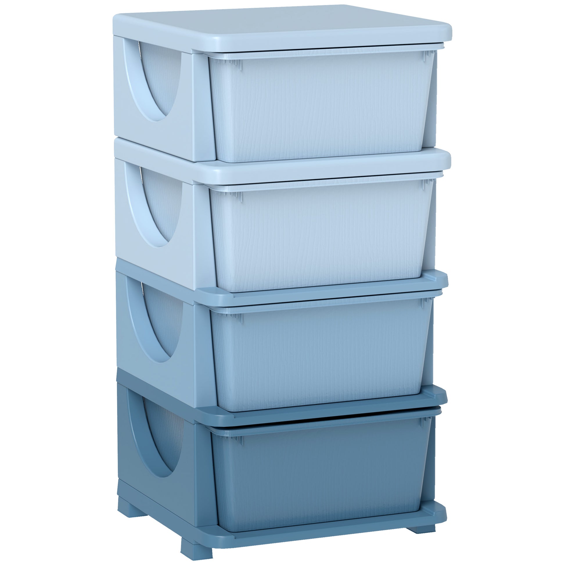Photo of HOMCOM Four-Tier Kids Storage Boxes, with Four Drawers - Blue in Blue colour on a white background